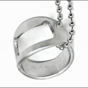 Stainless Steel Bottle Opener Ring with Necklace